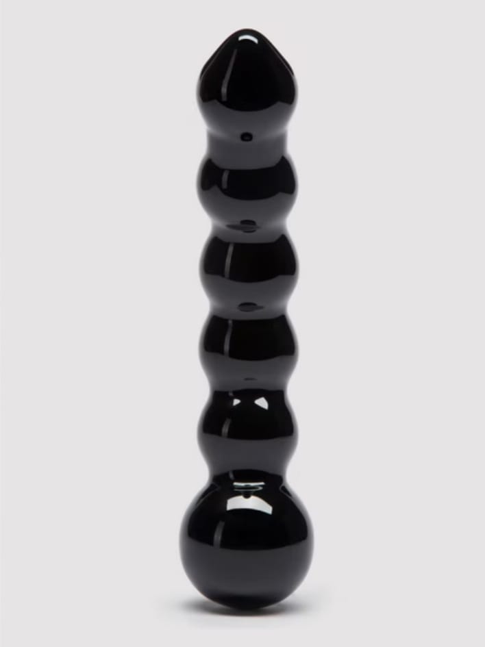Lovehoney Beaded Sensual Black Glass Dildo 7 Inch
